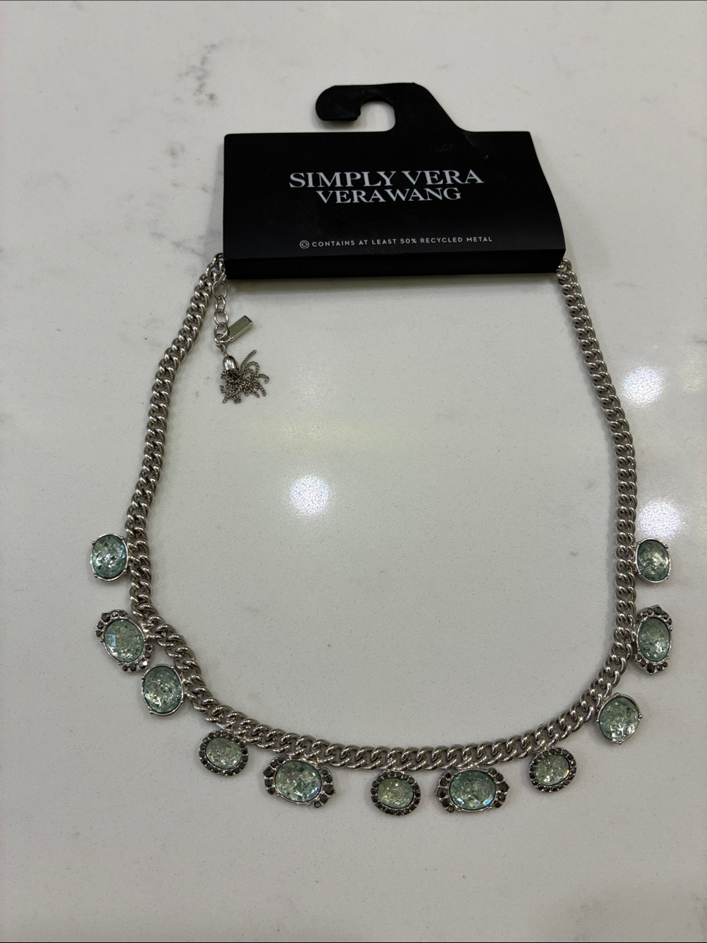 Simply Vera Vera Wang Silver-Tone Necklace with Light Green Stones